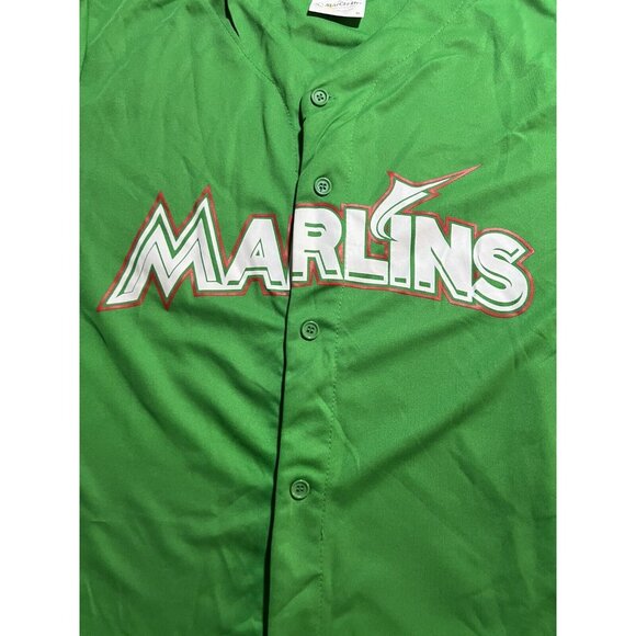 Miami Marlins Promo Baseball Mexico Flag Jersey Adult XL Green Button Screen. - Picture 2 of 9